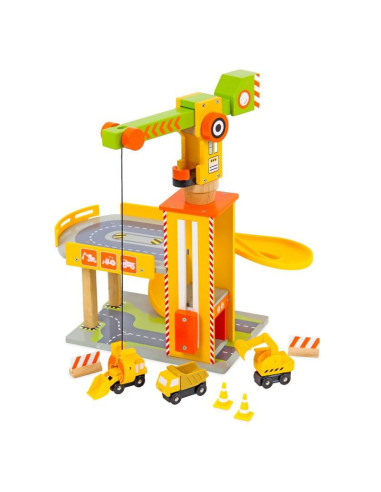 MEN3962,Set garaj din lemn cu macara si utilaje