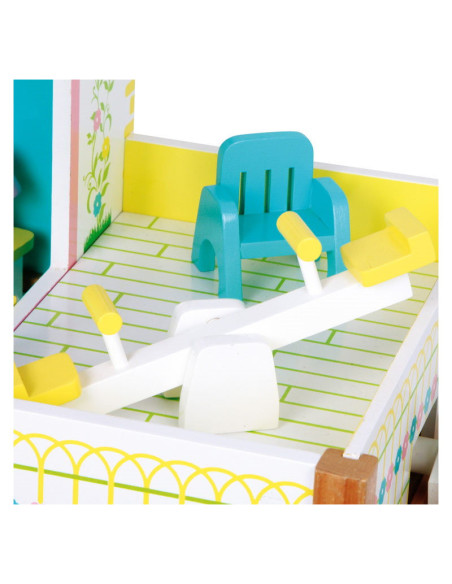 MEN4255,Casuta de papusi din lemn cu doua etaje si lift