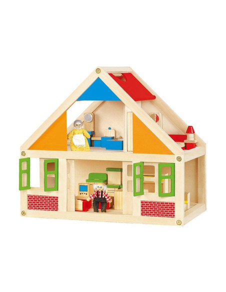 VIG0785,Casuta de papusi din lemn cu mansarda Viga