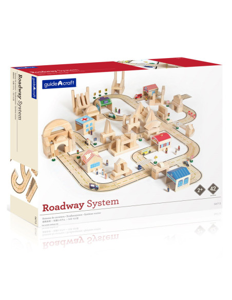 G6715,Roadway, traseu auto din lemn, 42 piese, Guidecraft