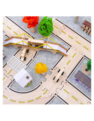 G6715,Roadway, traseu auto din lemn, 42 piese, Guidecraft