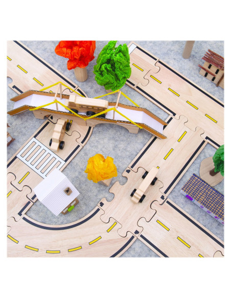 G6715,Roadway, traseu auto din lemn, 42 piese, Guidecraft