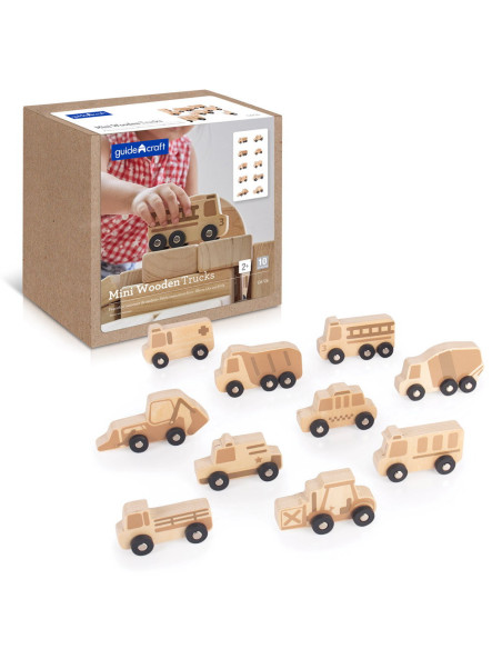 G6726,Mini vehicule din lemn, set 10 bucati, Guidecraft