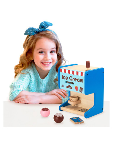 WW-4569,Aparat de inghetata din lemn cu accesorii, Wonderworld