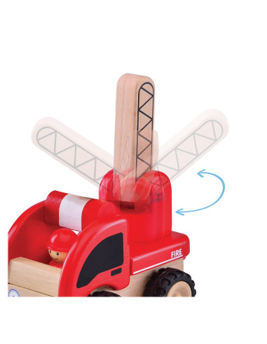 WW-4003,Masinuta de pompieri din lemn, Wonderworld