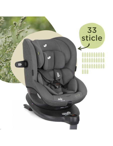 BB-C1801KACYC000,Joie - Scaun auto i-Spin 360° Shell Gray, Colectia Cycle, nastere - 105 cm, testat ADAC si testat Suplimentar l