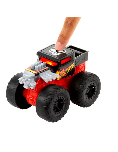 MTHDX60_HDX61,Hot Wheels Monster Truck Roarin Wreckers Bone Shaker Cu Functii Si Sunete Scara 1:43