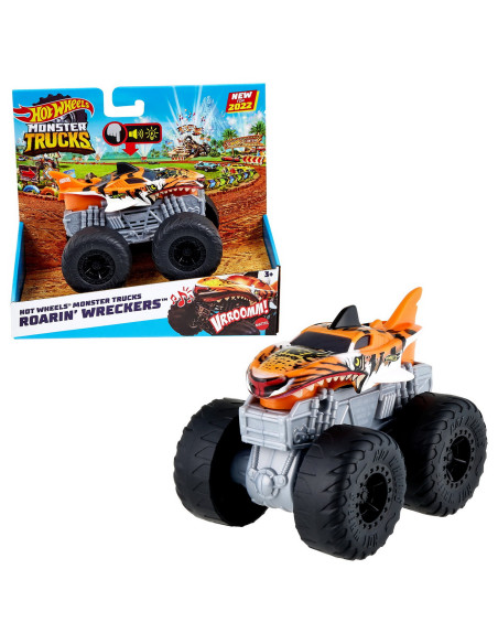 MTHDX60_HDX62,Hot Wheels Monster Truck Roarin Wreckers Tiger Shark Cu Functii Si Sunete Scara 1:43