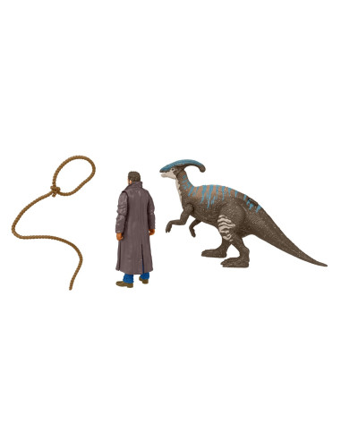 MTHDX46_GWM29,Jurassic World Dominion Set 2 Figurine Owen Si Parasaurolophus