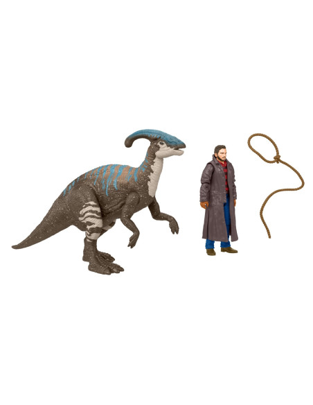MTHDX46_GWM29,Jurassic World Dominion Set 2 Figurine Owen Si Parasaurolophus