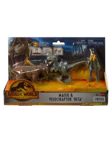 MTHDX46_HGP78,Jurassic World Dominion Set 2 Figurine Maisie Si Si Velociraptor Beta