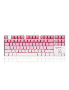K645W-GP-RGB_BR,Tastatura gaming mecanica Redragon Cass iluminare RGB alba cu roz
