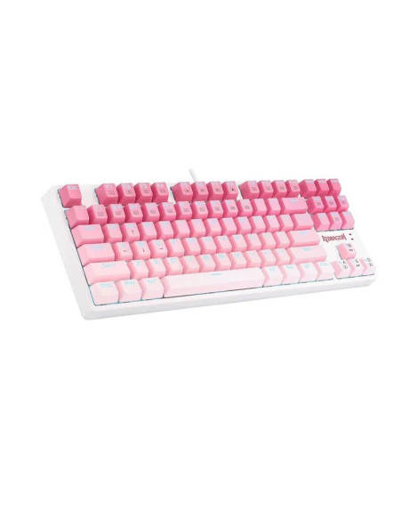 K645W-GP-RGB_BR,Tastatura gaming mecanica Redragon Cass iluminare RGB alba cu roz
