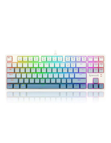 K645W-GB-RGB_BL,Tastatura gaming mecanica Redragon Cass iluminare RGB alba cu gri