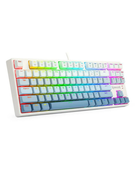 K645W-GB-RGB_BL,Tastatura gaming mecanica Redragon Cass iluminare RGB alba cu gri