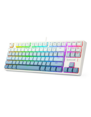 K645W-GB-RGB_BL,Tastatura gaming mecanica Redragon Cass iluminare RGB alba cu gri