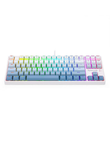 K645W-GB-RGB_BL,Tastatura gaming mecanica Redragon Cass iluminare RGB alba cu gri