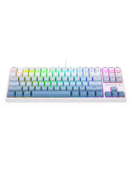 K645W-GB-RGB_BL,Tastatura gaming mecanica Redragon Cass iluminare RGB alba cu gri