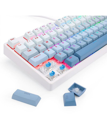 K645W-GB-RGB_BL,Tastatura gaming mecanica Redragon Cass iluminare RGB alba cu gri