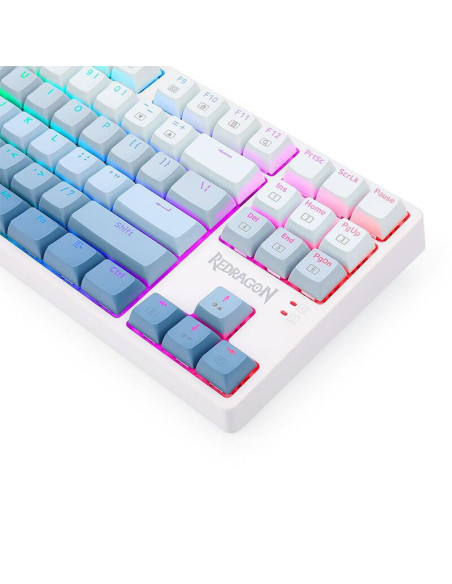K645W-GB-RGB_BL,Tastatura gaming mecanica Redragon Cass iluminare RGB alba cu gri