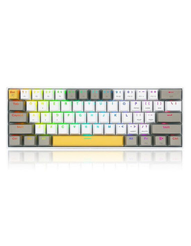 K530-YL-WT-GY-RGB-PRO_BR,Tastatura Bluetooth si cu fir gaming mecanica Redragon Draconic Pro alba taste albe gri si galbene ilum