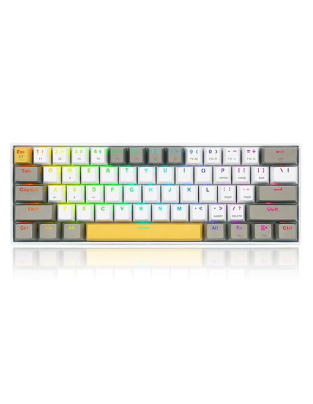 K530-YL-WT-GY-RGB-PRO_BR,Tastatura Bluetooth si cu fir gaming mecanica Redragon Draconic Pro alba taste albe gri si galbene ilum