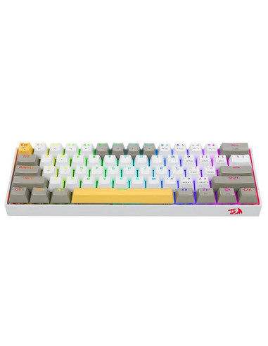 K530-YL-WT-GY-RGB-PRO_BR,Tastatura Bluetooth si cu fir gaming mecanica Redragon Draconic Pro alba taste albe gri si galbene ilum