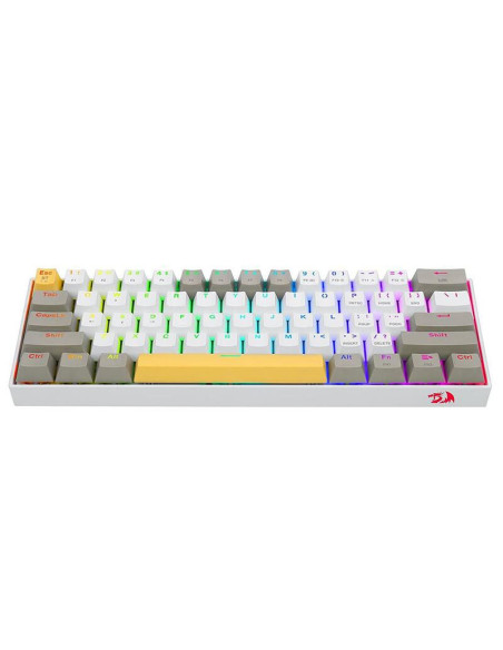 K530-YL-WT-GY-RGB-PRO_BR,Tastatura Bluetooth si cu fir gaming mecanica Redragon Draconic Pro alba taste albe gri si galbene ilum