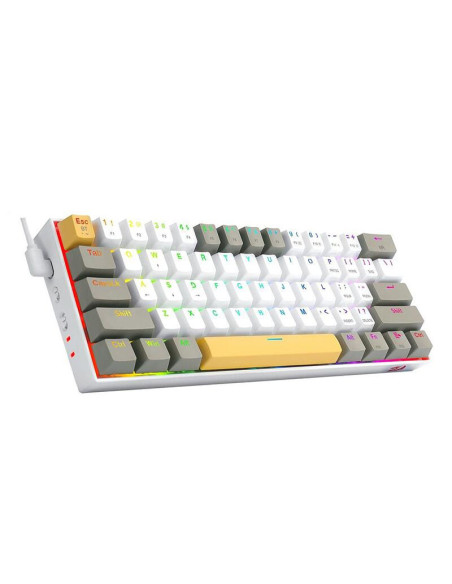 K530-YL-WT-GY-RGB-PRO_BR,Tastatura Bluetooth si cu fir gaming mecanica Redragon Draconic Pro alba taste albe gri si galbene ilum