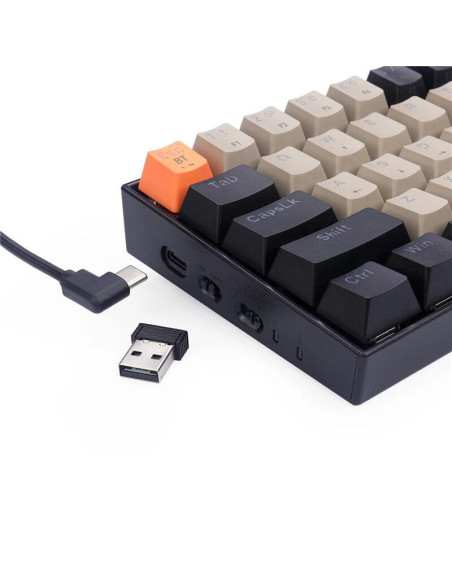 K530-OG-GY-BK-RGB-PRO_BR,Tastatura Bluetooth si cu fir gaming mecanica Redragon Draconic Pro neagra taste negre gri si portocali