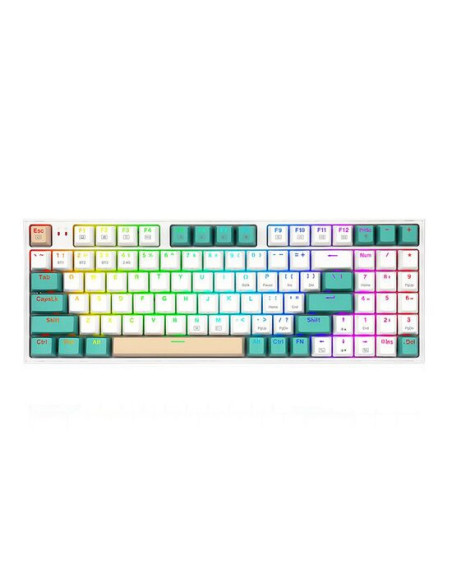 K643GWC-RGB-PRO_RD,Tastatura gaming mecanica Bluetooth cu si fara fir Redragon Veigar alba iluminare RGB