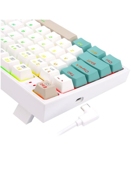 K643GWC-RGB-PRO_RD,Tastatura gaming mecanica Bluetooth cu si fara fir Redragon Veigar alba iluminare RGB