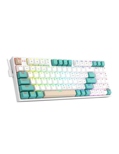 K643GWC-RGB-PRO_RD,Tastatura gaming mecanica Bluetooth cu si fara fir Redragon Veigar alba iluminare RGB