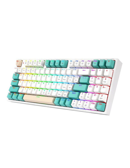 K643GWC-RGB-PRO_RD,Tastatura gaming mecanica Bluetooth cu si fara fir Redragon Veigar alba iluminare RGB