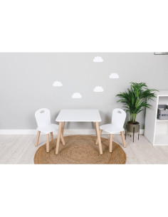 BN-40437,Set masuta si doua scaune pentru copii, Athena, Din lemn, FreeON, Alb 2