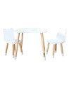 BN-44282,Set masuta si doua scaune pentru copii, Bear, Din lemn, Cu marginile rotunjite, FreeON, Alb