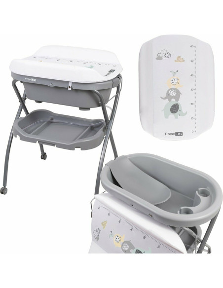 BN-48648,Cadita de baie cu hamac pentru nou nascut si masa de infasat, Cu roti, Cu suport metalic, Conform cu standardul europea