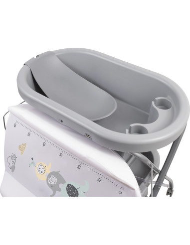 BN-48648,Cadita de baie cu hamac pentru nou nascut si masa de infasat, Cu roti, Cu suport metalic, Conform cu standardul europea