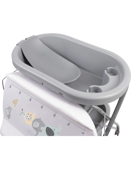 BN-48648,Cadita de baie cu hamac pentru nou nascut si masa de infasat, Cu roti, Cu suport metalic, Conform cu standardul europea