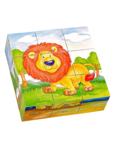 FKP0131,Cuburi din lemn animale salbatice, 9 piese FKP0131,Cuburi din lemn animale salbatice, 9 piese