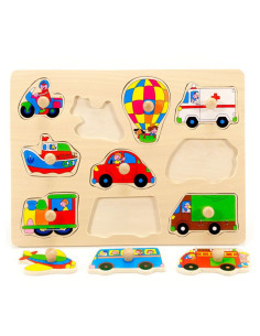 FKP0862,Puzzle din lemn cu maner Mijloace de transport 2