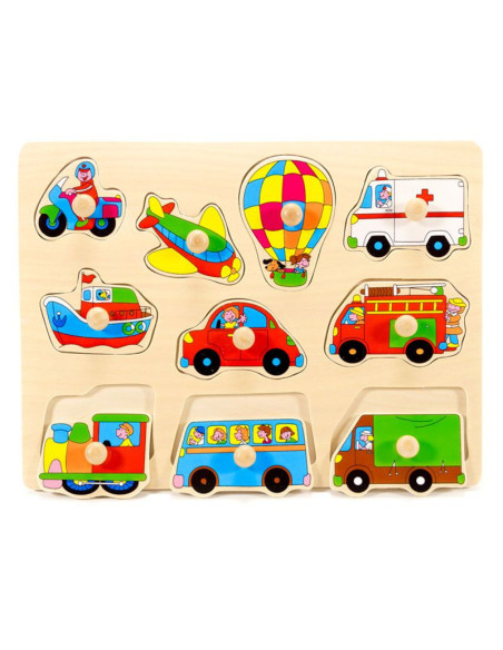 FKP0862,Puzzle din lemn cu maner Mijloace de transport FKP0862,Puzzle din lemn cu maner Mijloace de transport