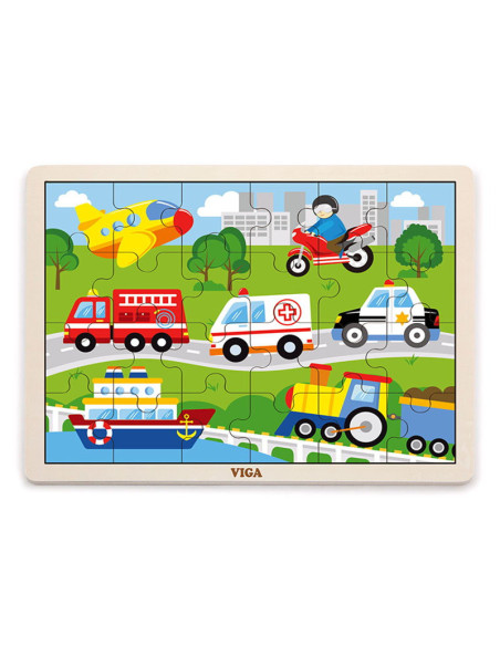 VIG4658,Puzzle din lemn 24 buc. Vehicule