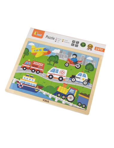 VIG4658,Puzzle din lemn 24 buc. Vehicule