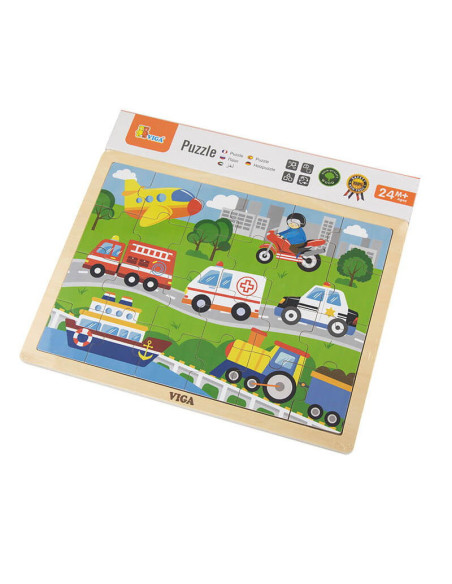 VIG4658,Puzzle din lemn 24 buc. Vehicule