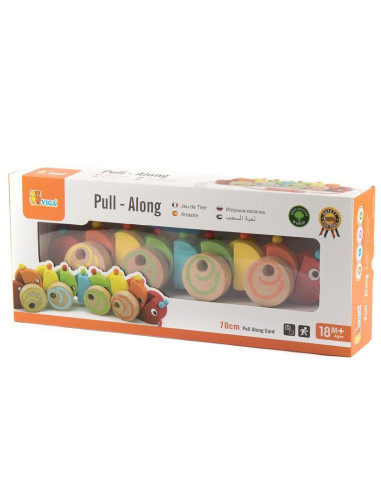 VIG59950,Jucarie de tras din lemn Omida colorata