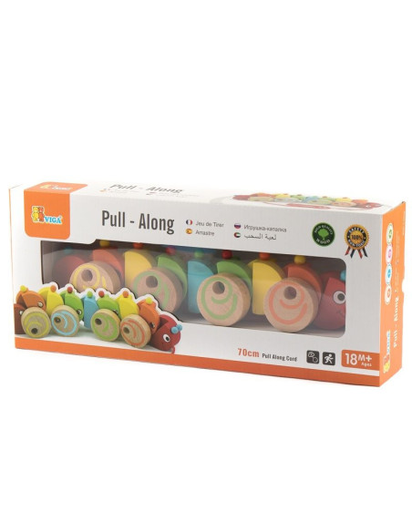 VIG59950,Jucarie de tras din lemn Omida colorata