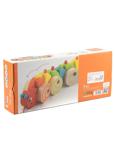 VIG59950,Jucarie de tras din lemn Omida colorata