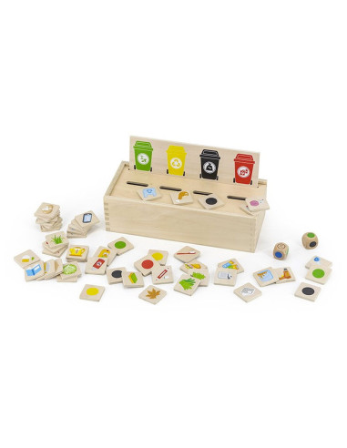 VIG44504,Sortator din lemn, deseuri selective, Viga Toys