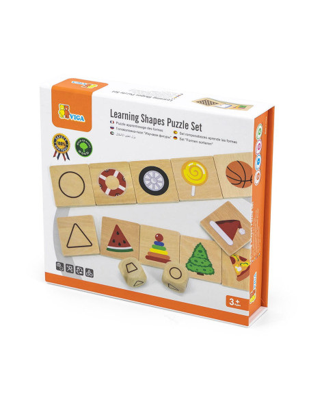 VIG44506,Puzzle de asociere din lemn, Invatam formele, Viga Toys